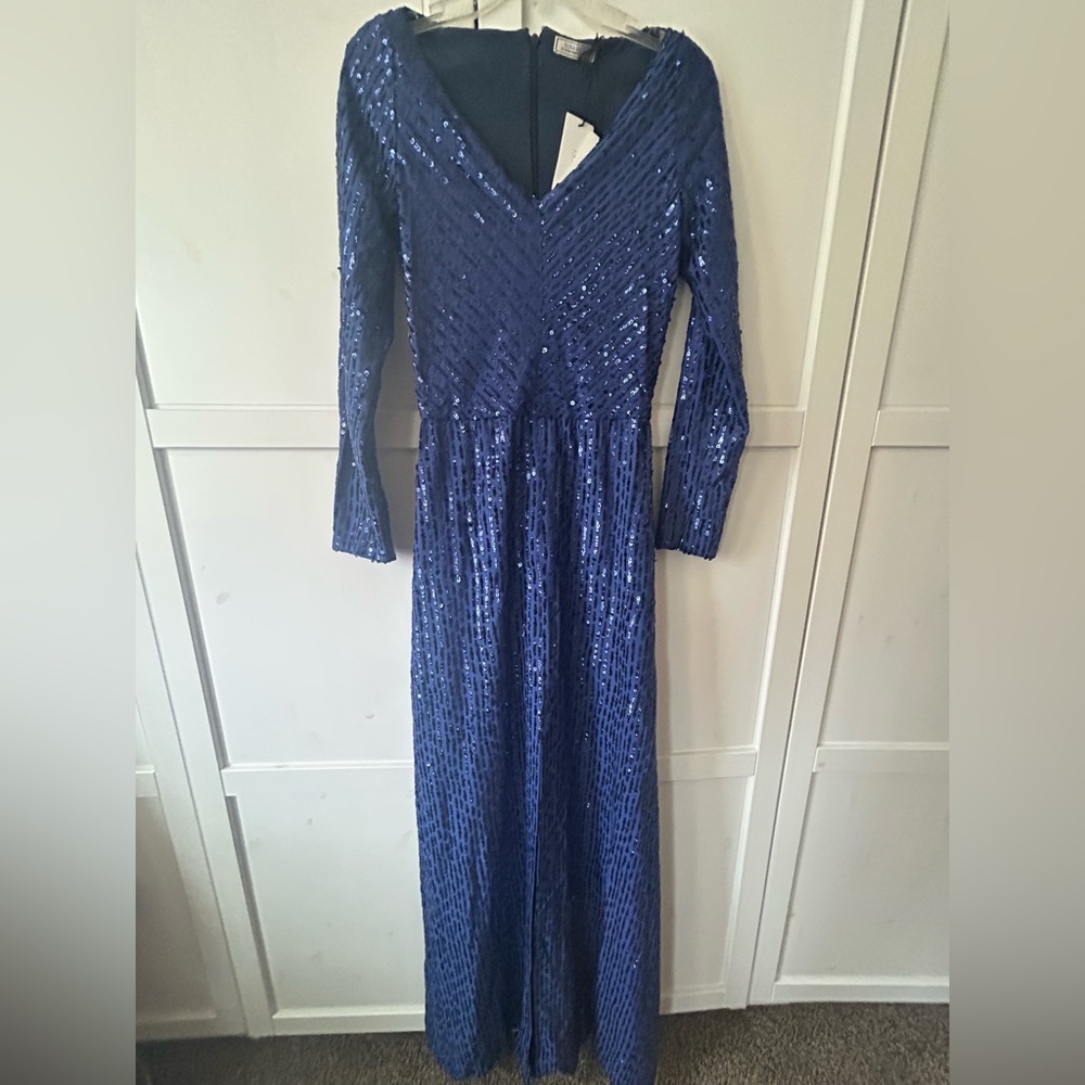 Nina Ricci Shimmering Blue Long Sleeve Dress